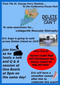 On Saturday, October 5th, 2019 Staten Islander Eric Sogo will be taking on a great feat. Eric Sogomonian will be walking through Staten Island, from the St. George ferry terminal to the Conference house in Tottenville.